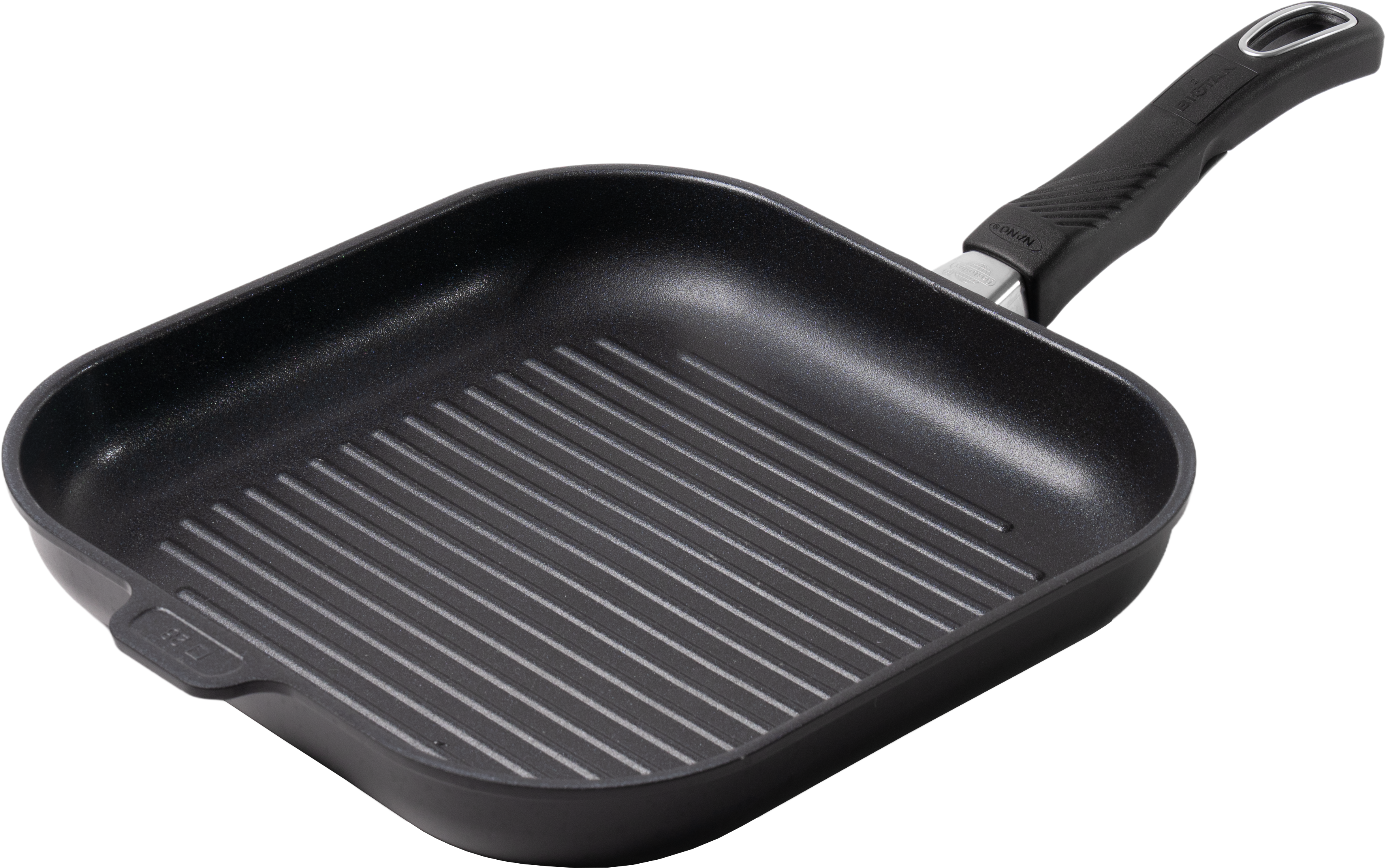 Grillpfanne 28x28cm, H=4cm, abnehmbarer Griff (Premium)